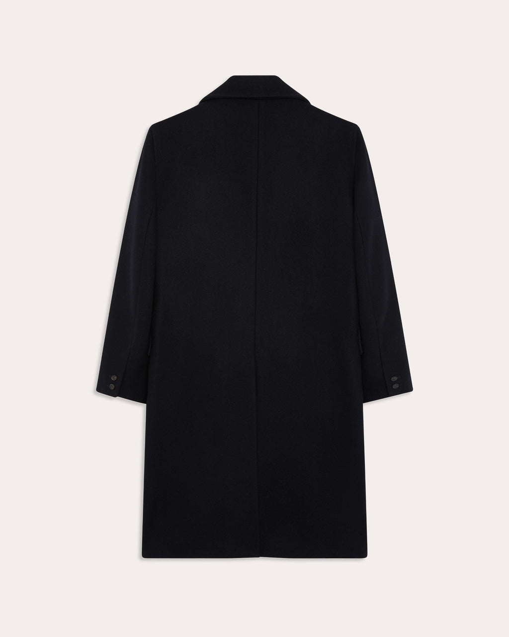 Manteau long croisé en laine marine