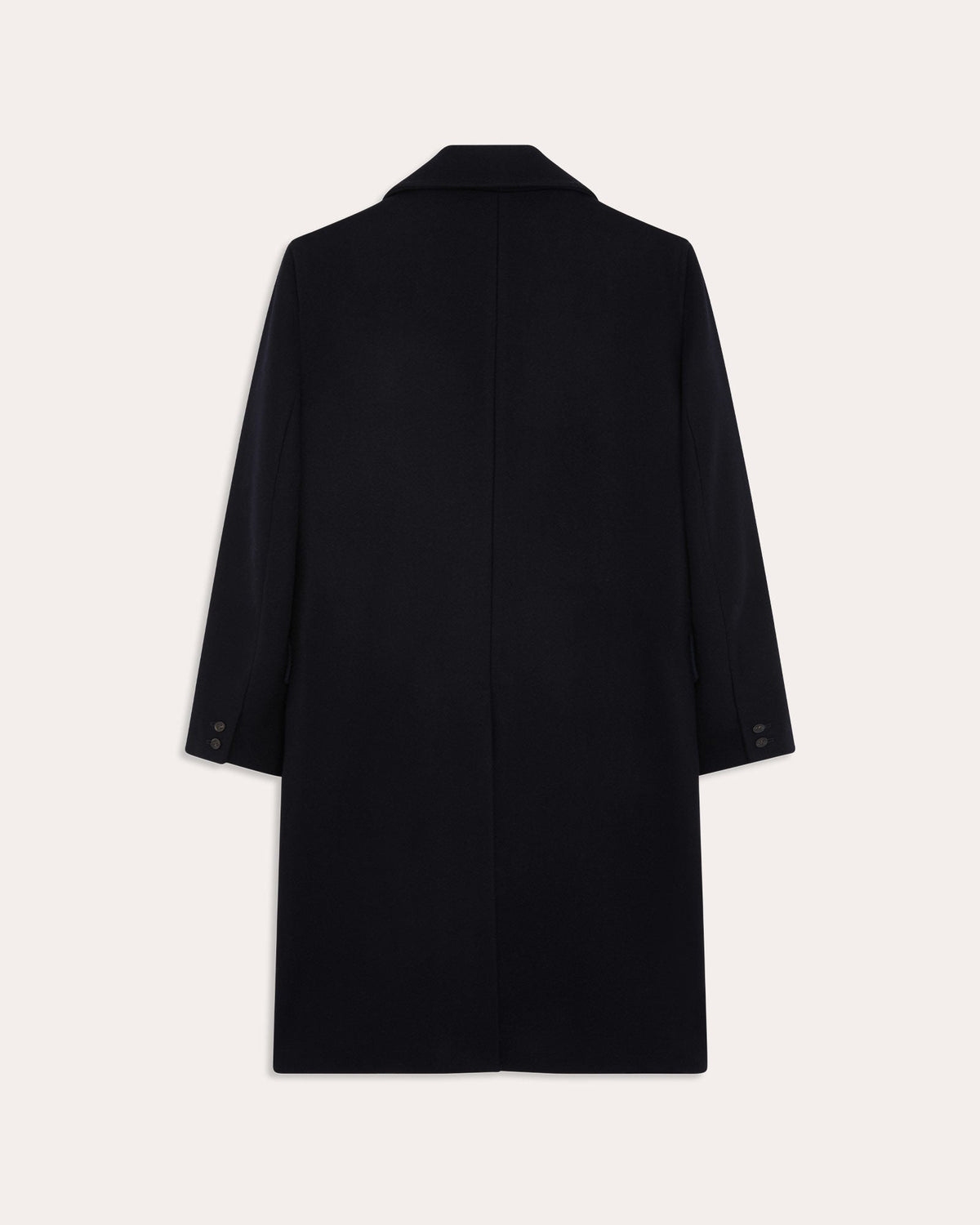 Manteau long croisé en laine marine