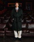 Manteau long ceinturé en laine Loden vert
