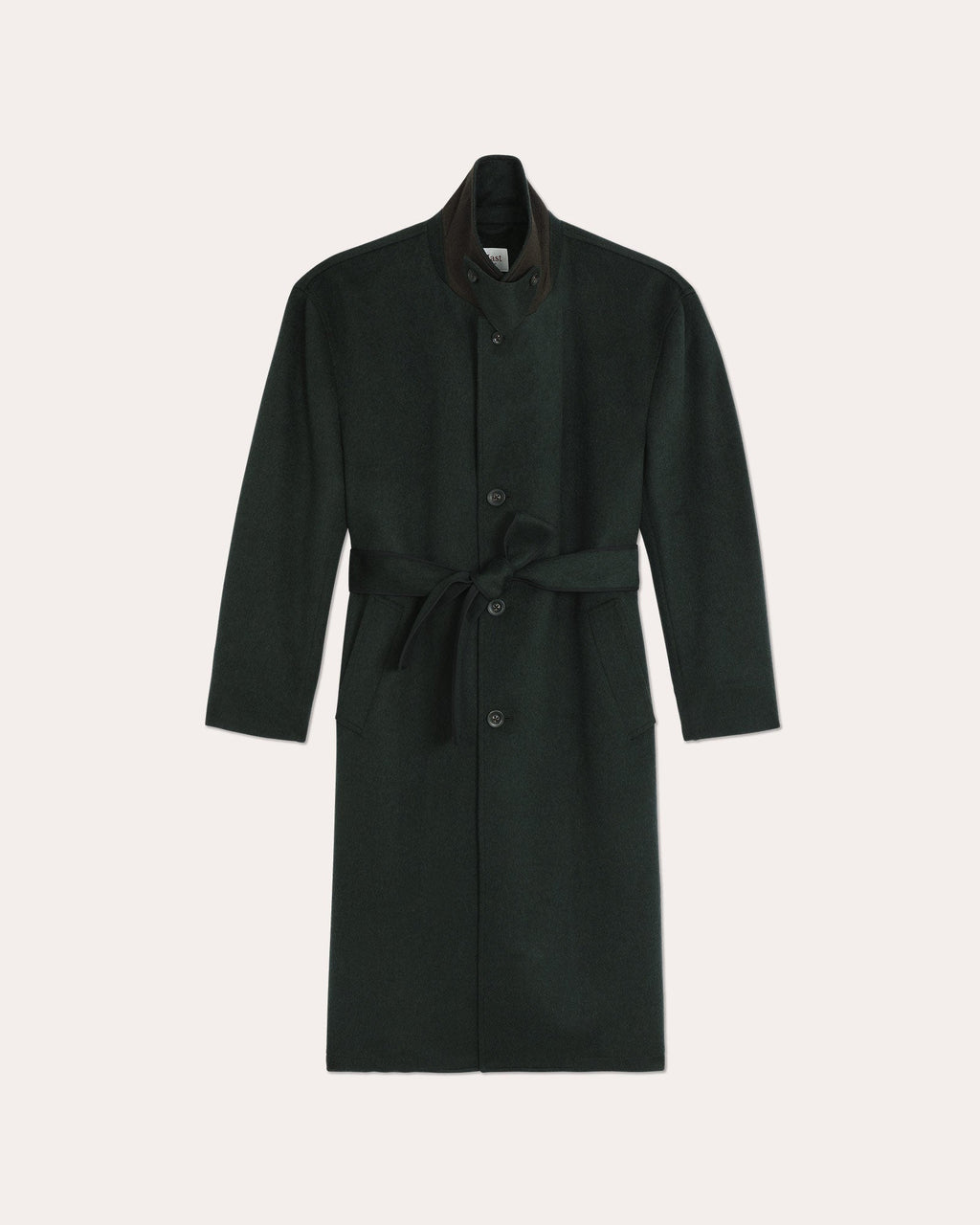 Manteau long ceinturé en laine Loden vert