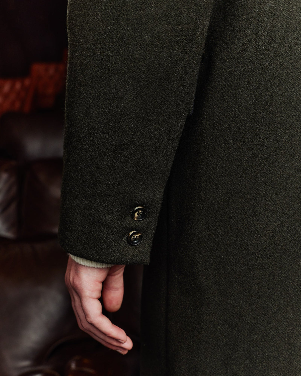 Manteau long croisé en laine vert