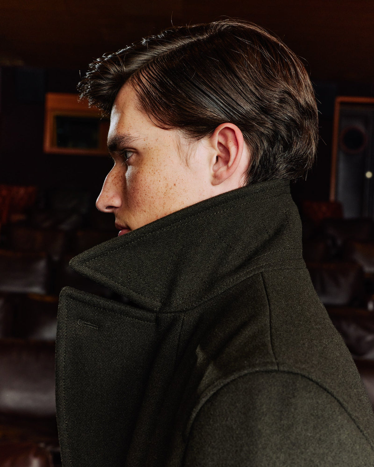 Manteau long croisé en laine vert