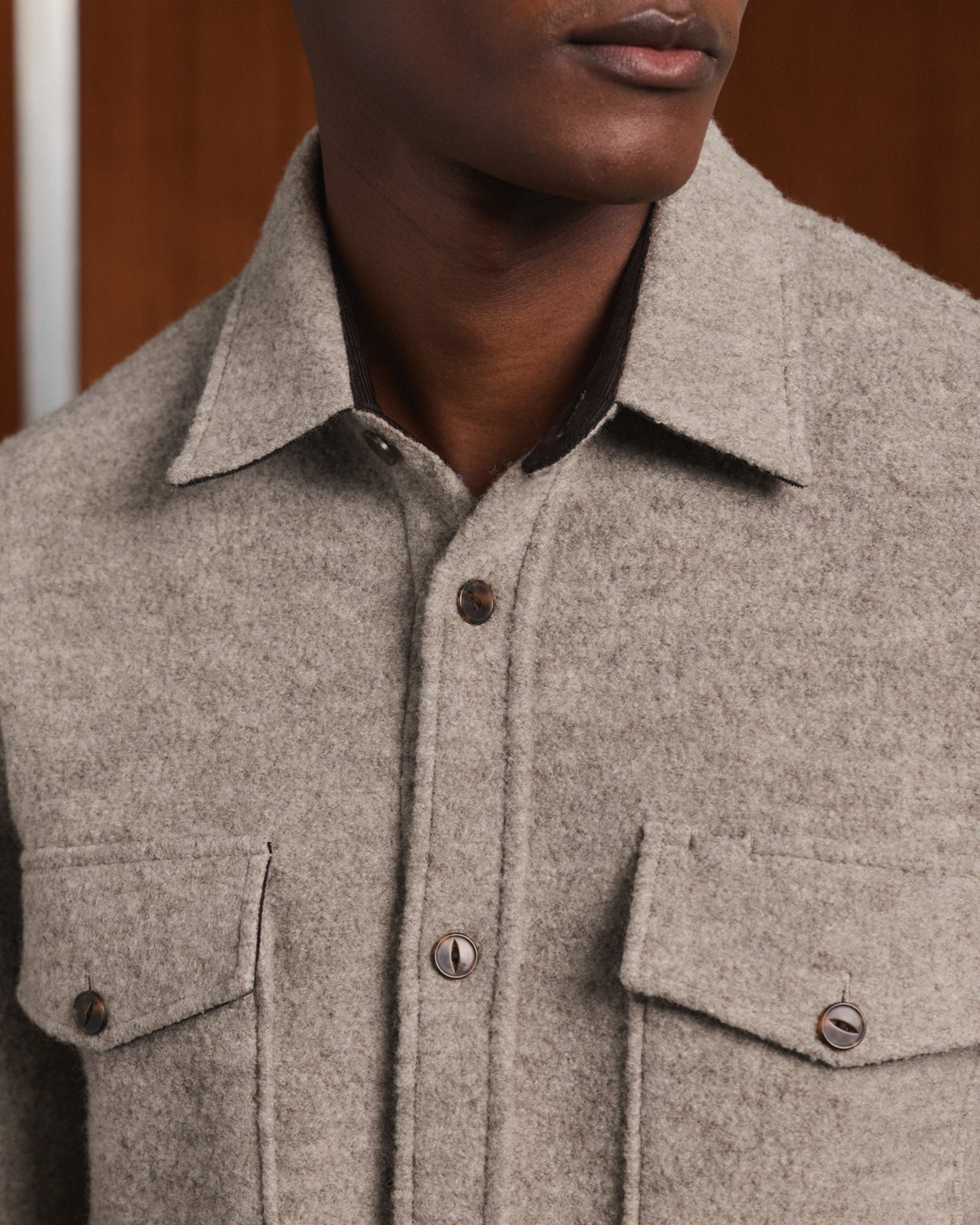 Surchemise en laine bouillie beige
