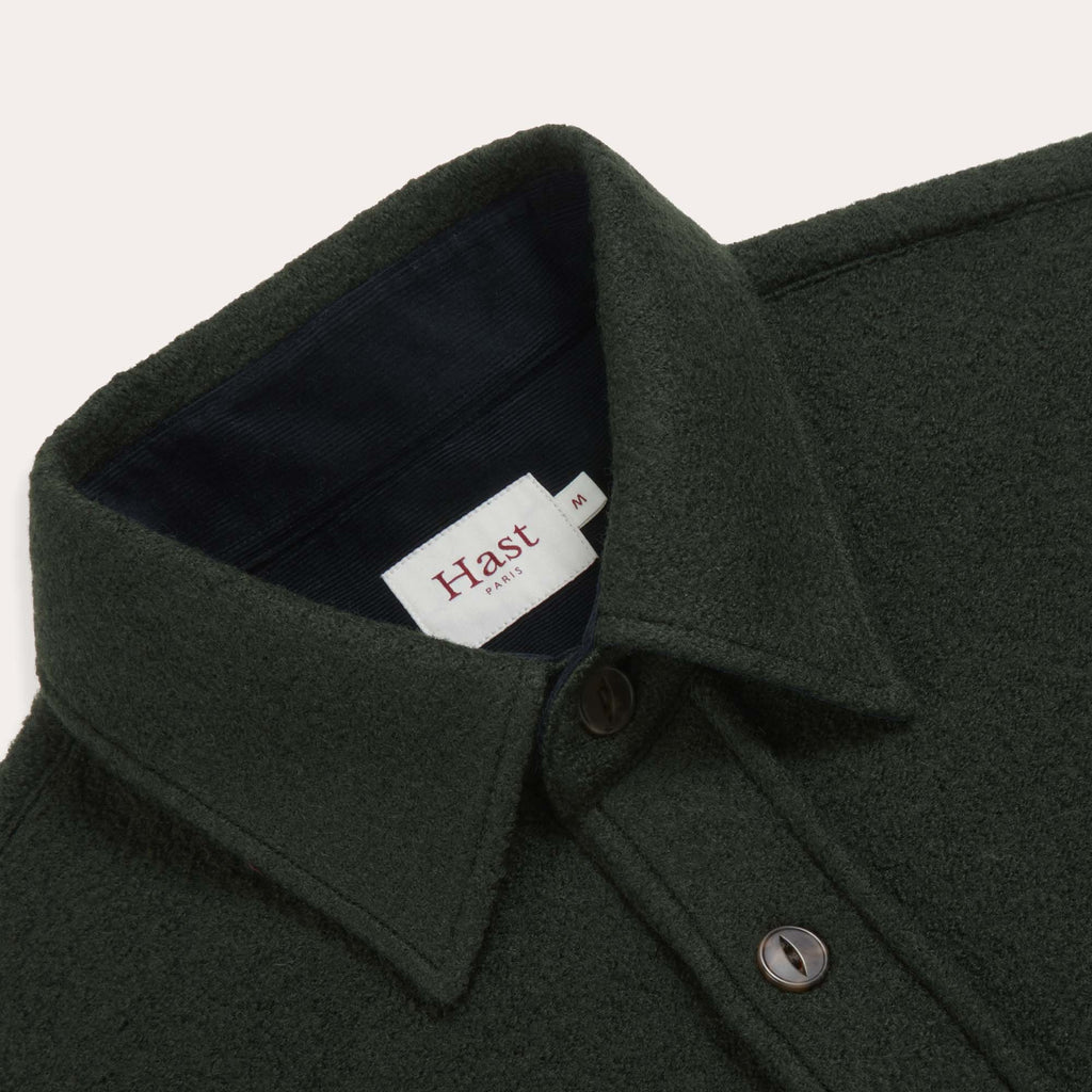 Surchemise en laine bouillie vert forêt