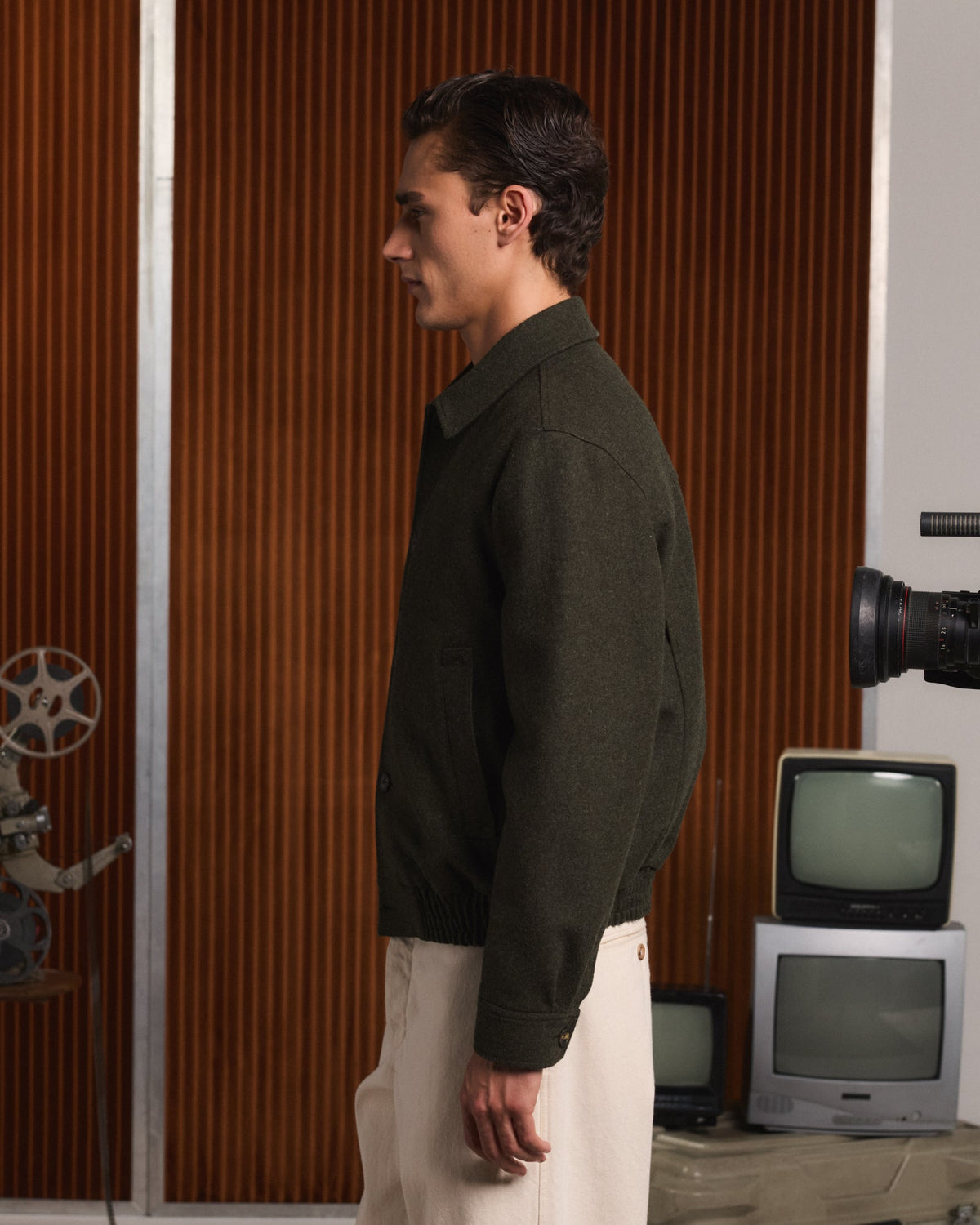 Blouson en laine vert