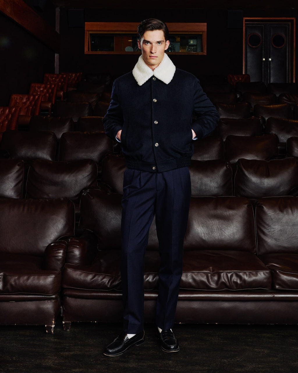 Blouson en laine Loden marine