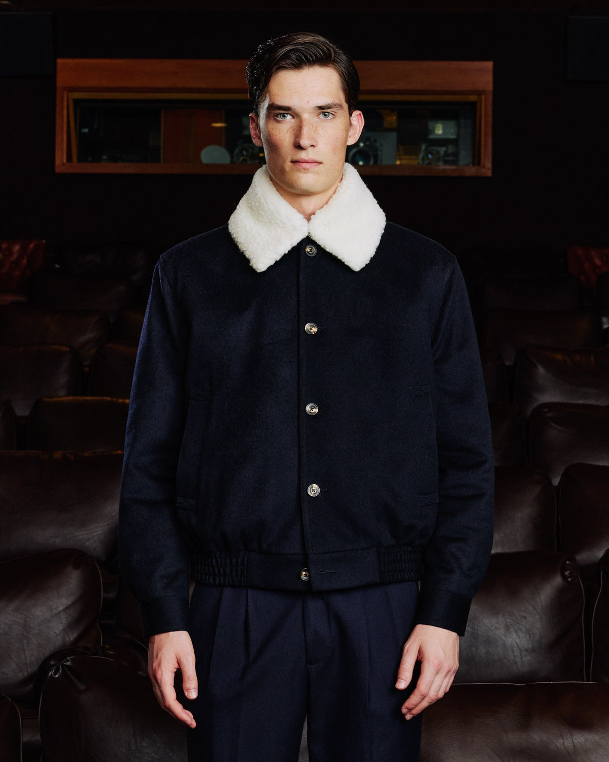 Blouson en laine Loden marine