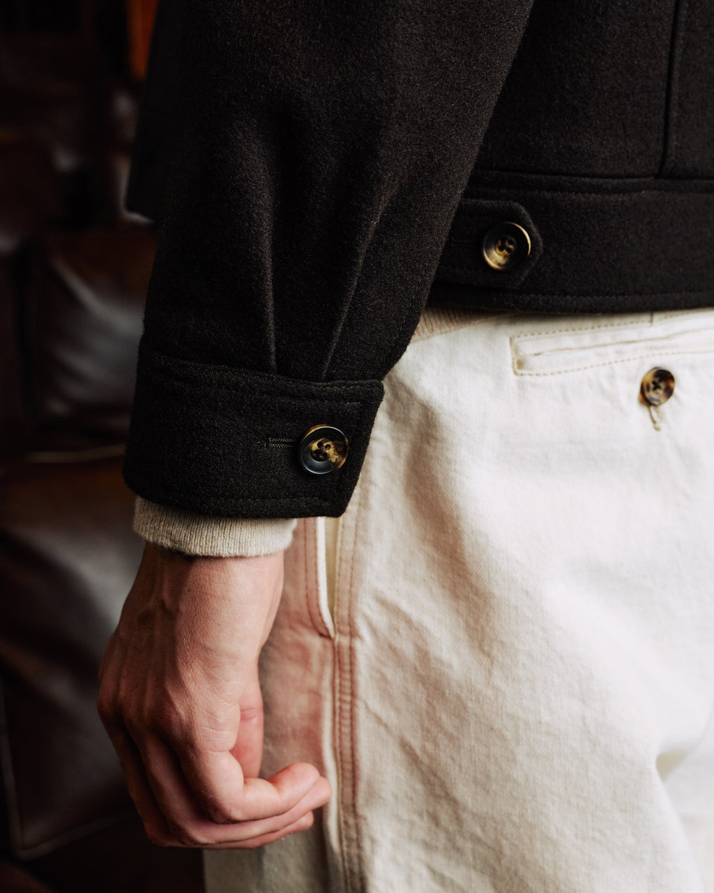 Blouson en laine marron