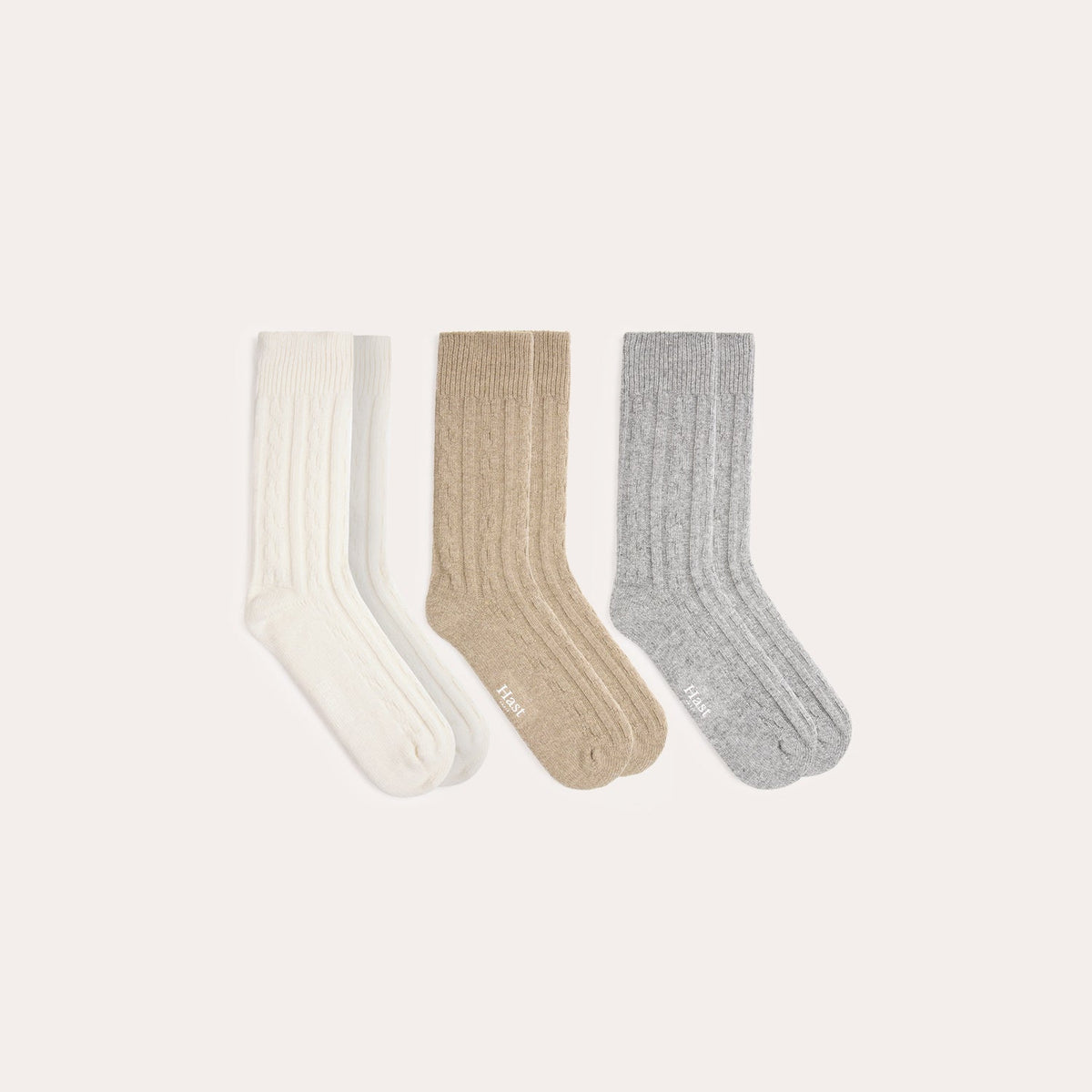 Pack de chaussettes en laine et cachemire grise, beige, écru