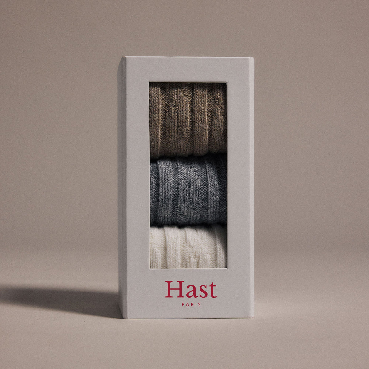 Pack de chaussettes en laine et cachemire grise, beige, écru