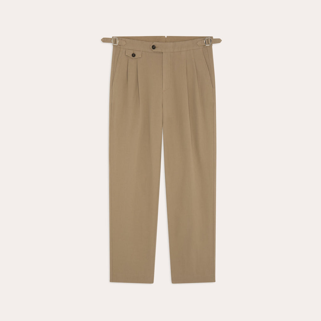 Pantalon en coton et lin beige