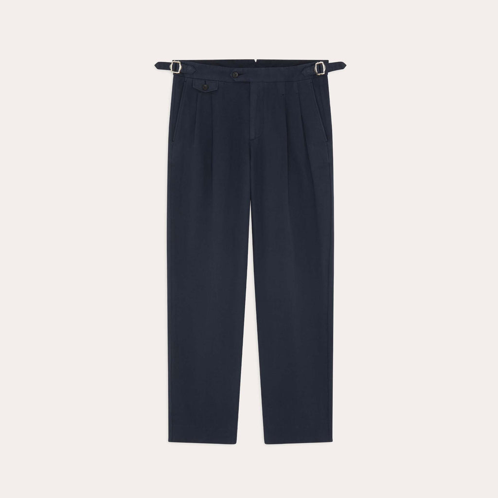 Pantalon en coton et lin marine