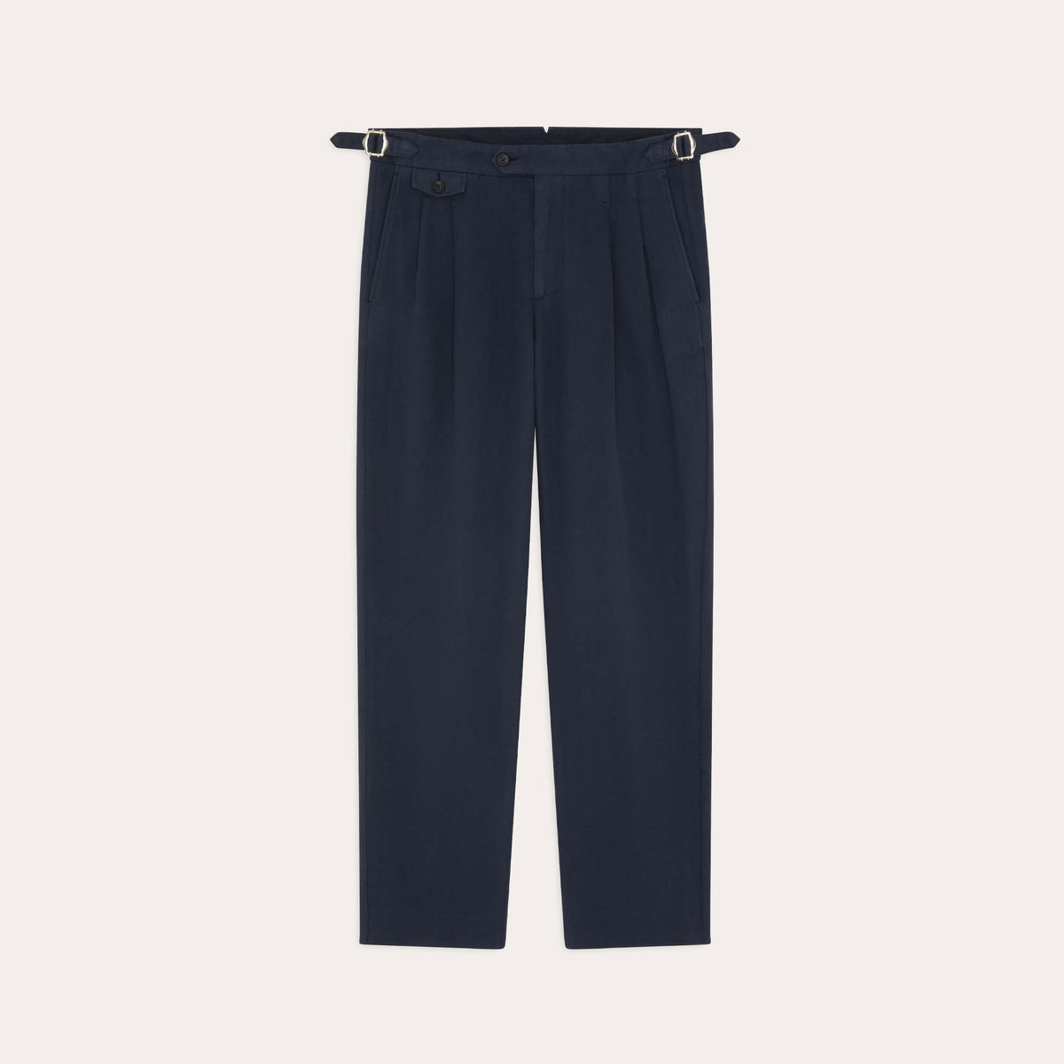 Pantalon en coton et lin marine