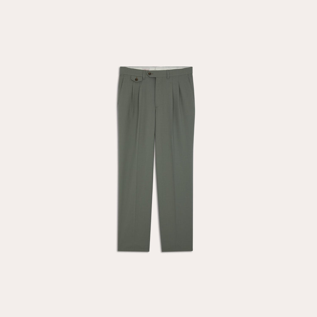 Pantalon à pinces en laine froide sauge
