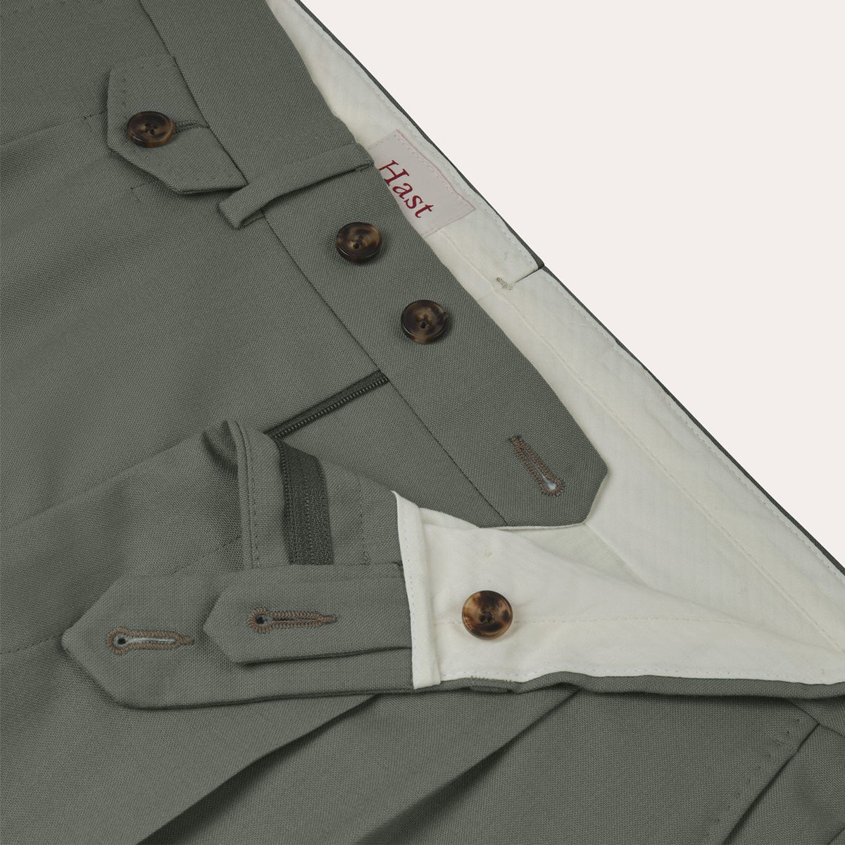 Pantalon à pinces en laine froide sauge