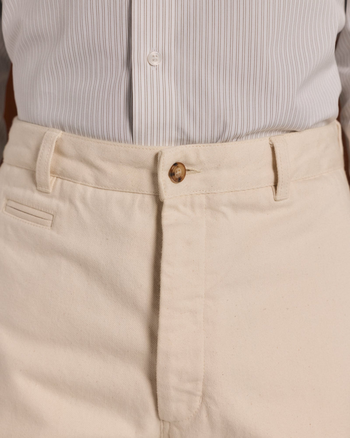 Pantalon large en denim écru