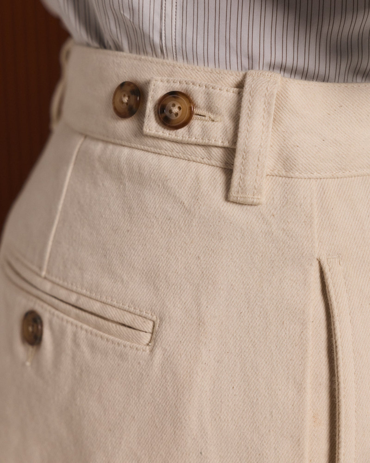 Pantalon large en denim écru
