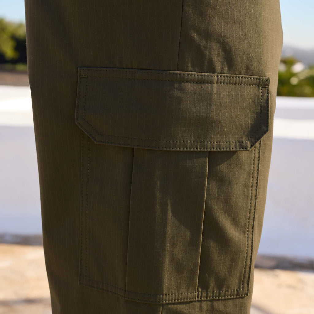 Pantalon cargo kaki en ripstop japonais
