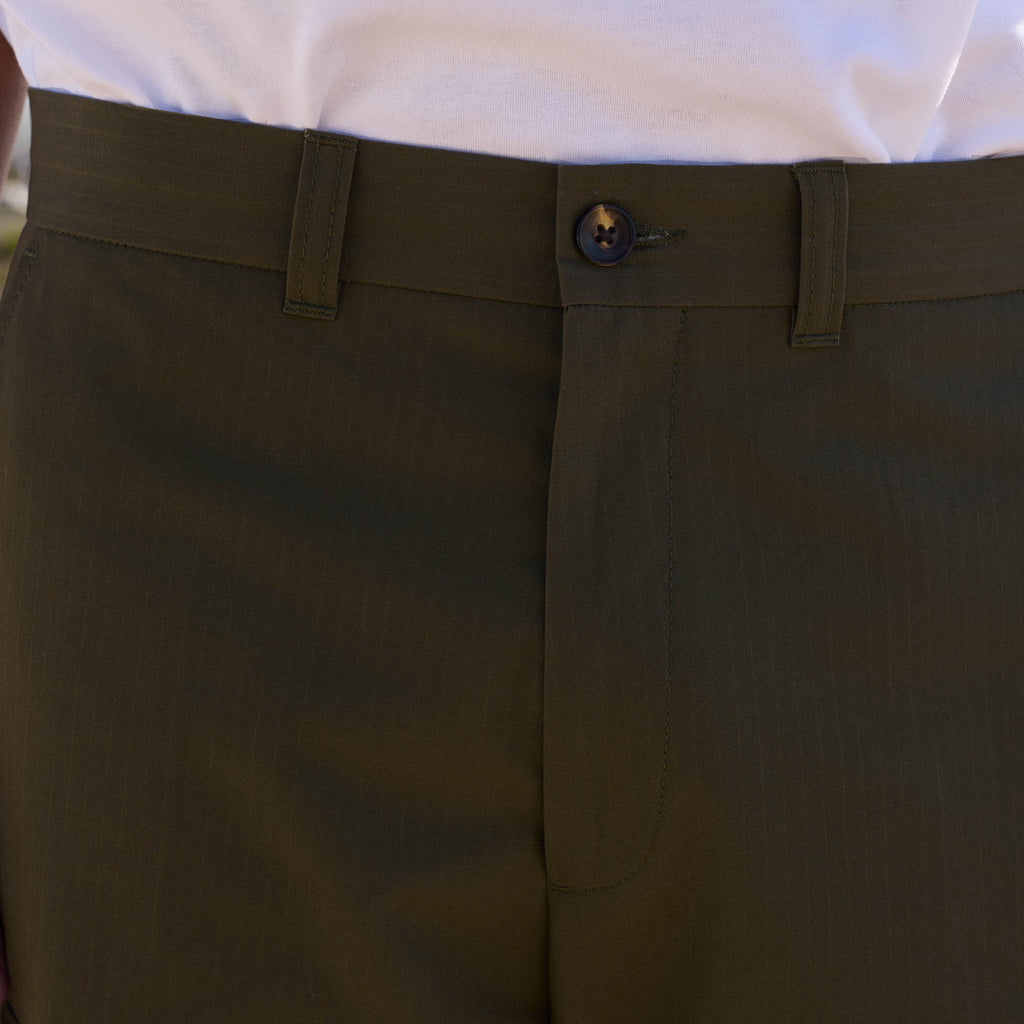 Pantalon cargo kaki en ripstop japonais