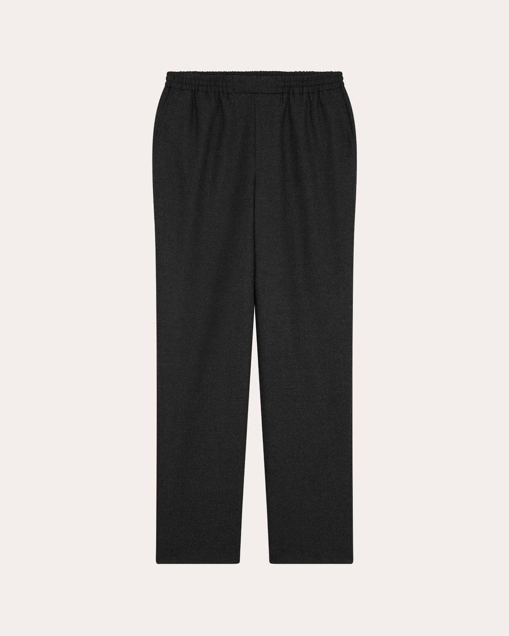Pantalon à ceinture élastiquée en flanelle de laine grise
