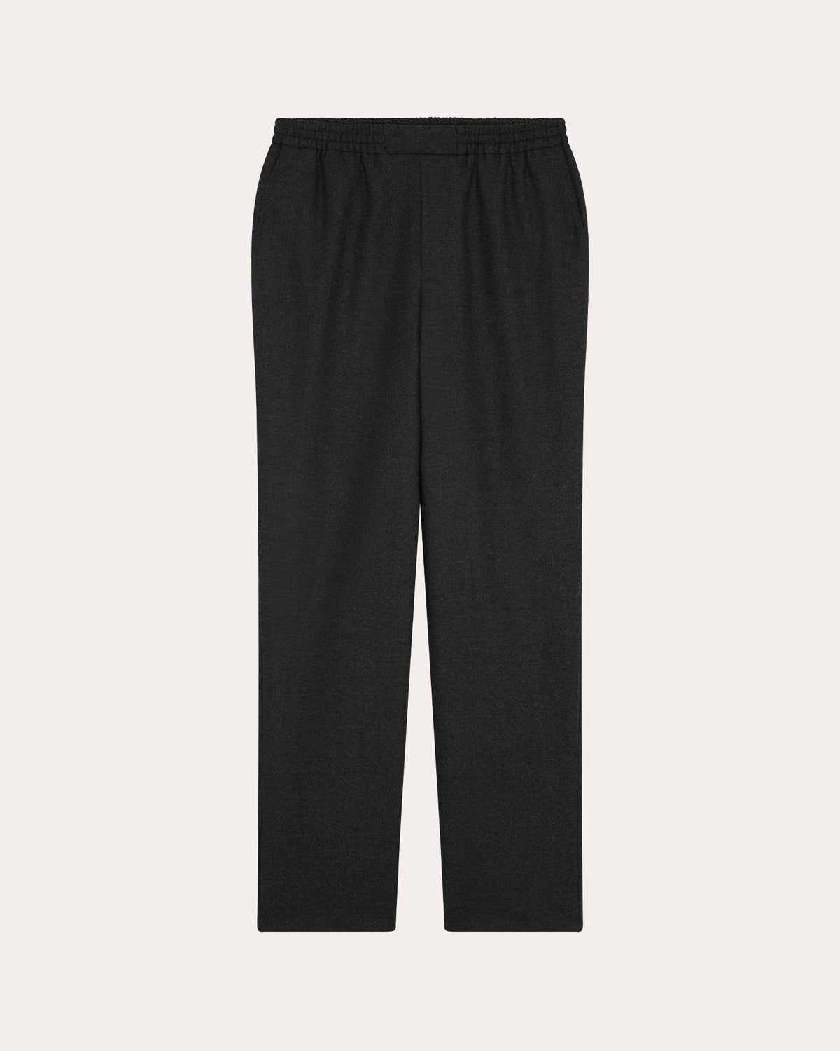Pantalon à ceinture élastiquée en flanelle de laine grise