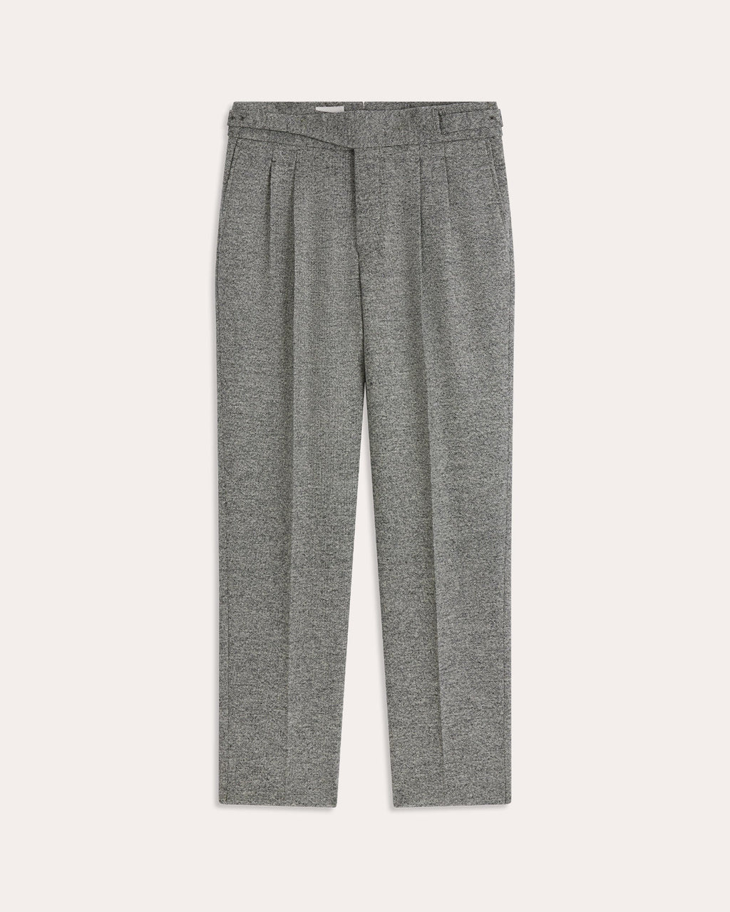 Pantalon gurkha en laine Donegal grise chinée