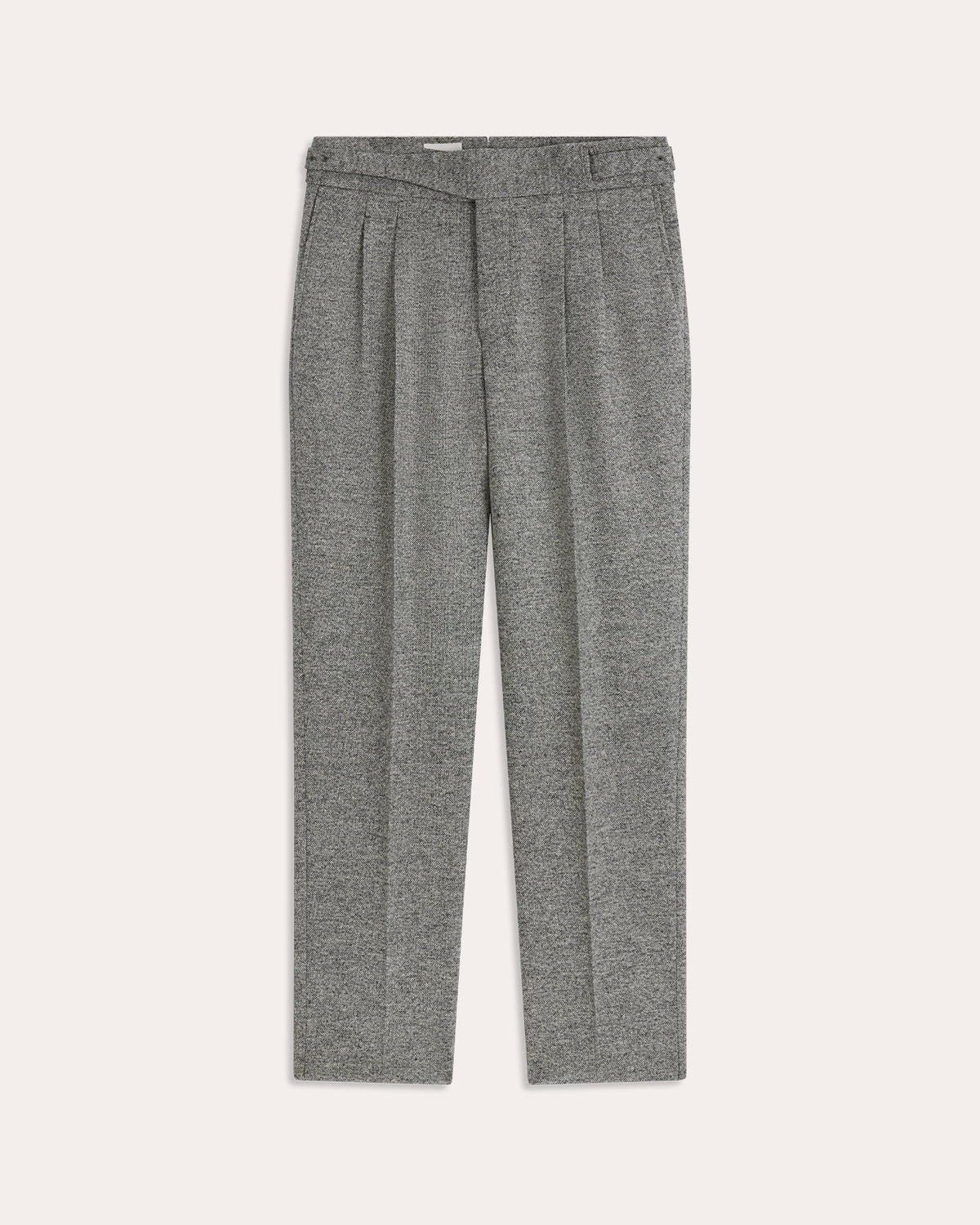 Pantalon gurkha en laine Donegal grise chinée
