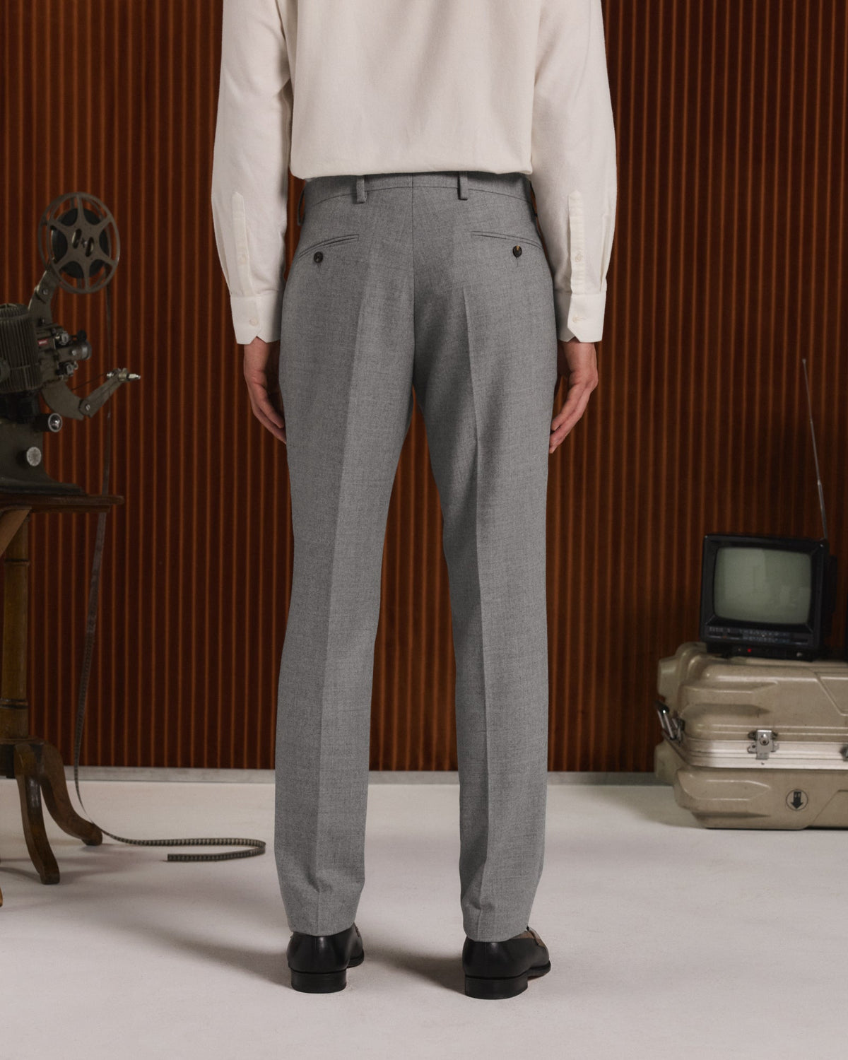 Pantalon en flanelle de laine grise