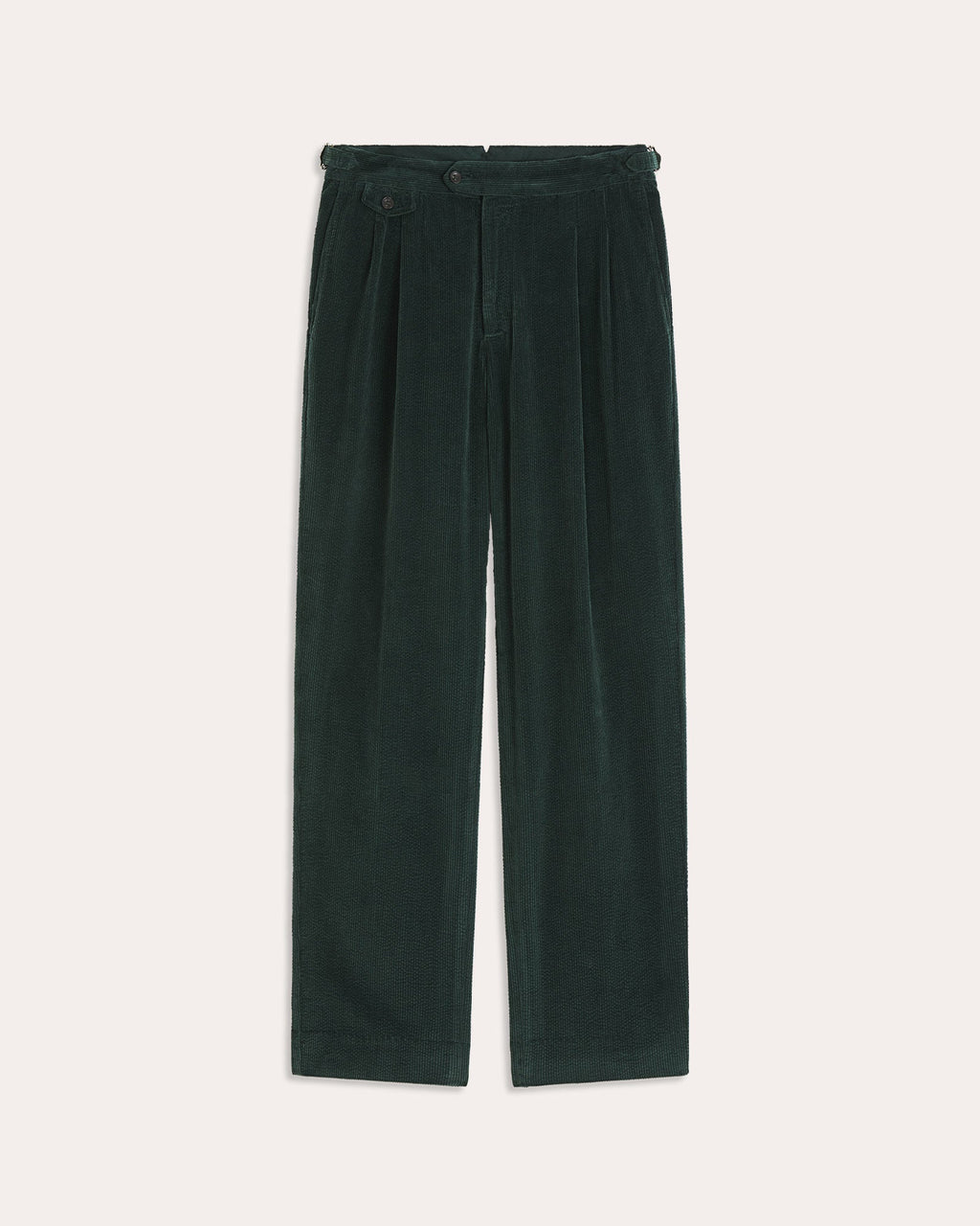 Pantalon à double plis en velours vert