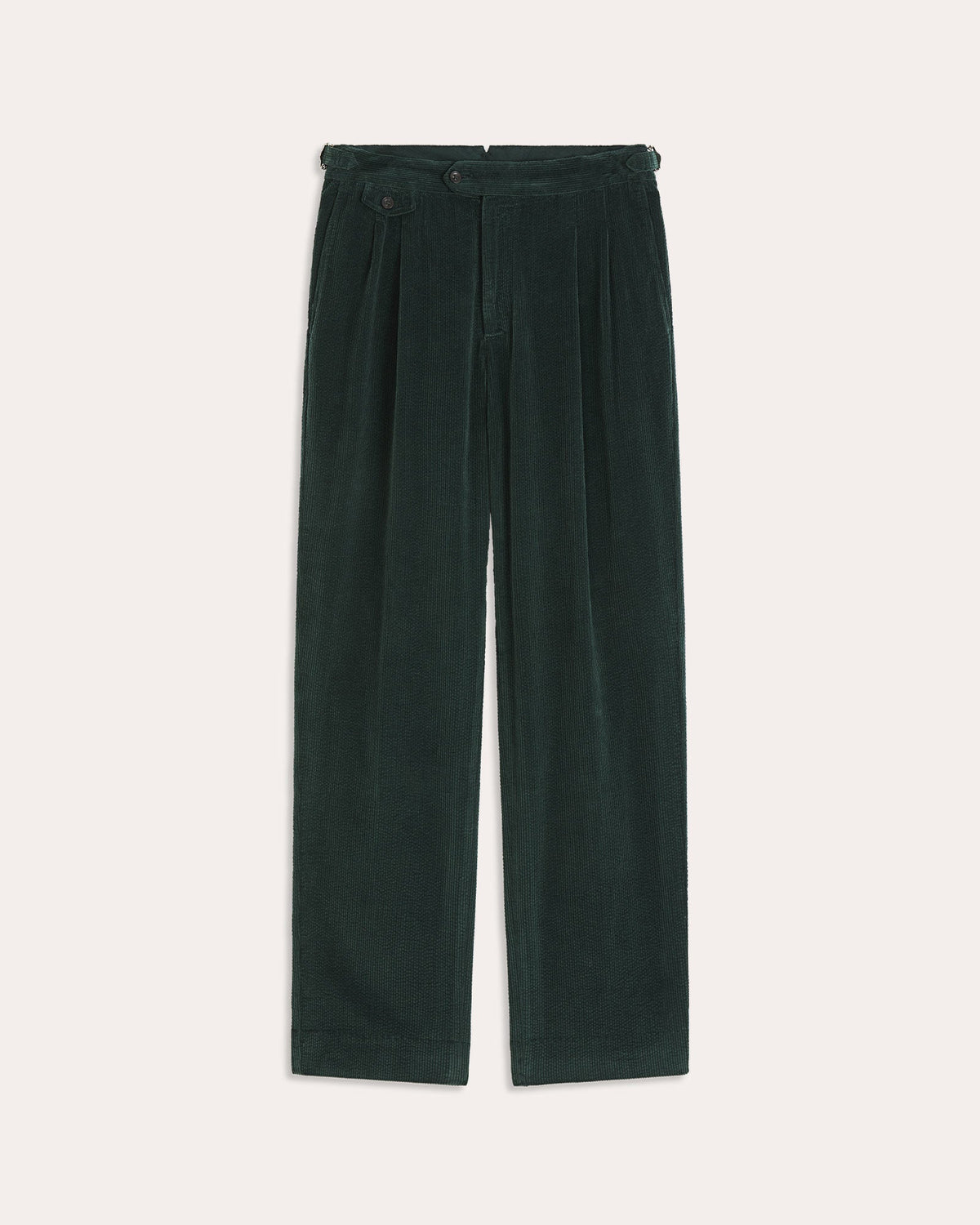 Pantalon à double plis en velours vert