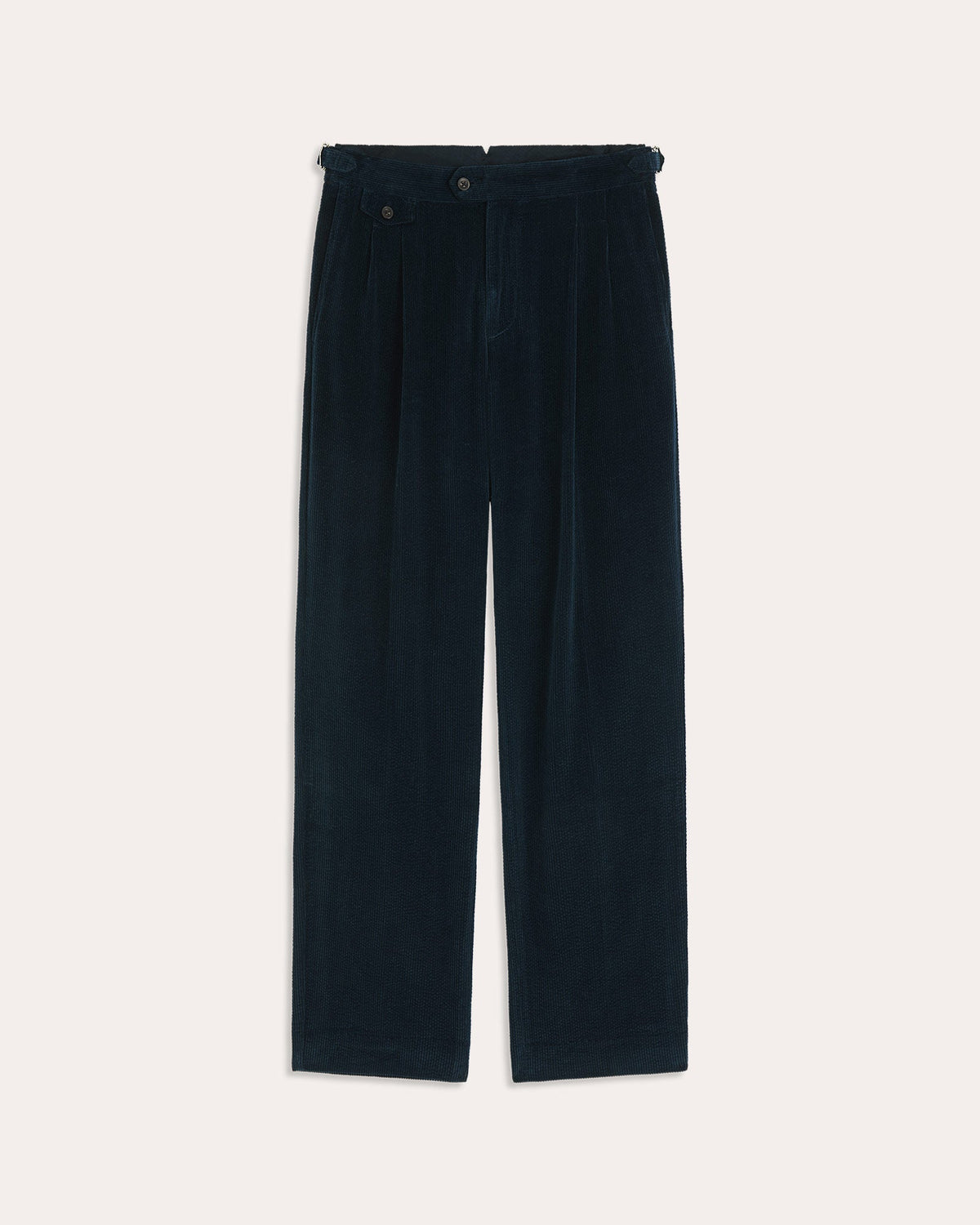 Pantalon à double plis en velours bleu