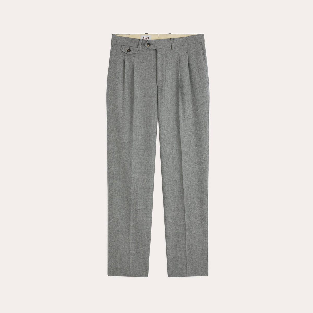 Pantalon à double plis en flanelle de laine grise