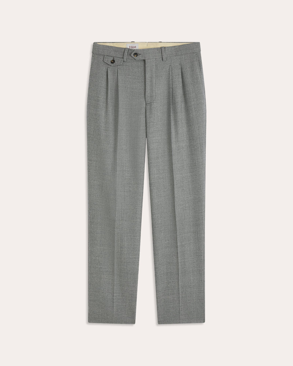 Costume en flanelle de laine grise, pantalon à double plis