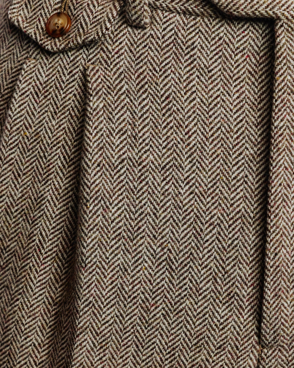 Pantalon à pinces en laine chevrons marron
