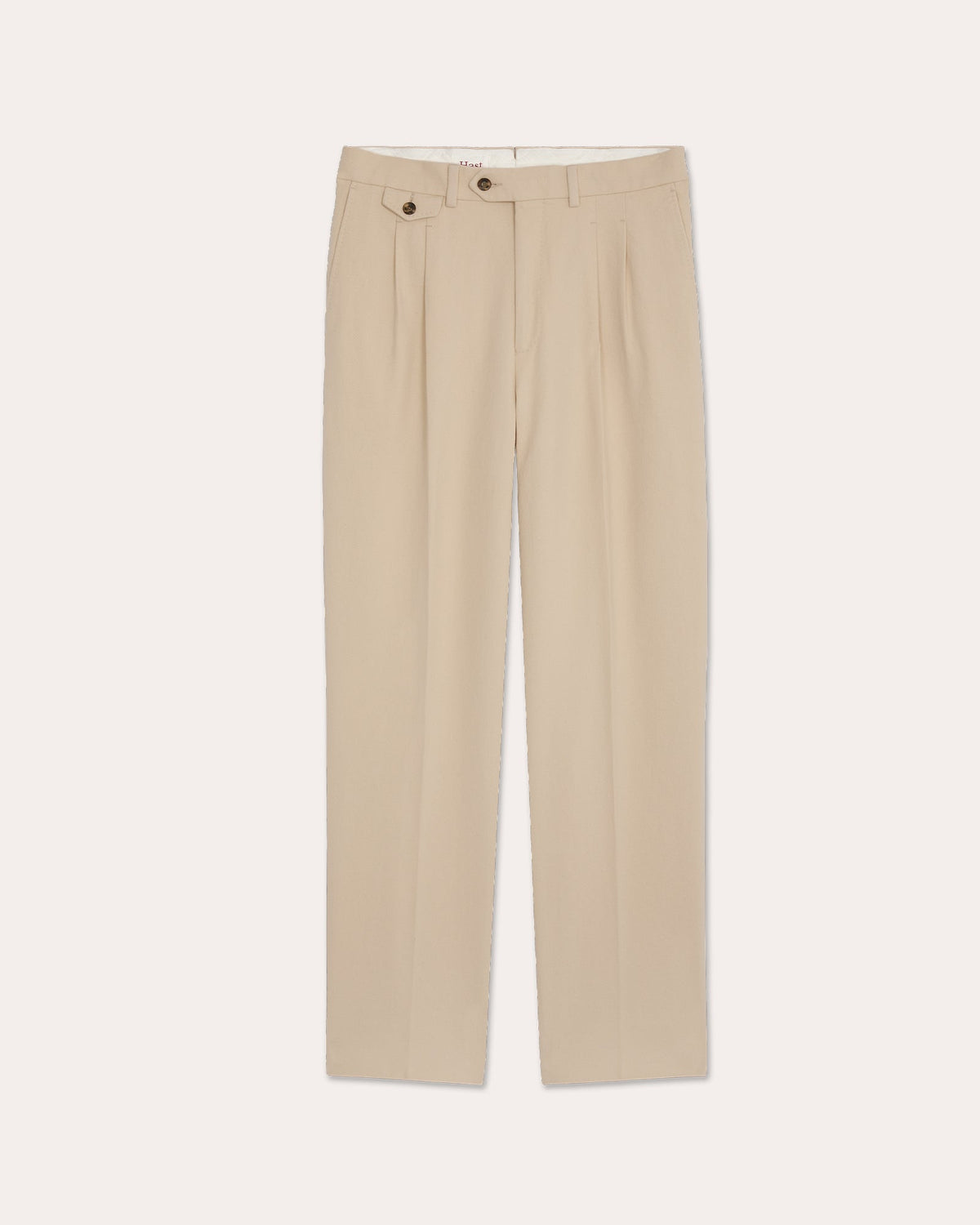 Pantalon à pinces en coton écru