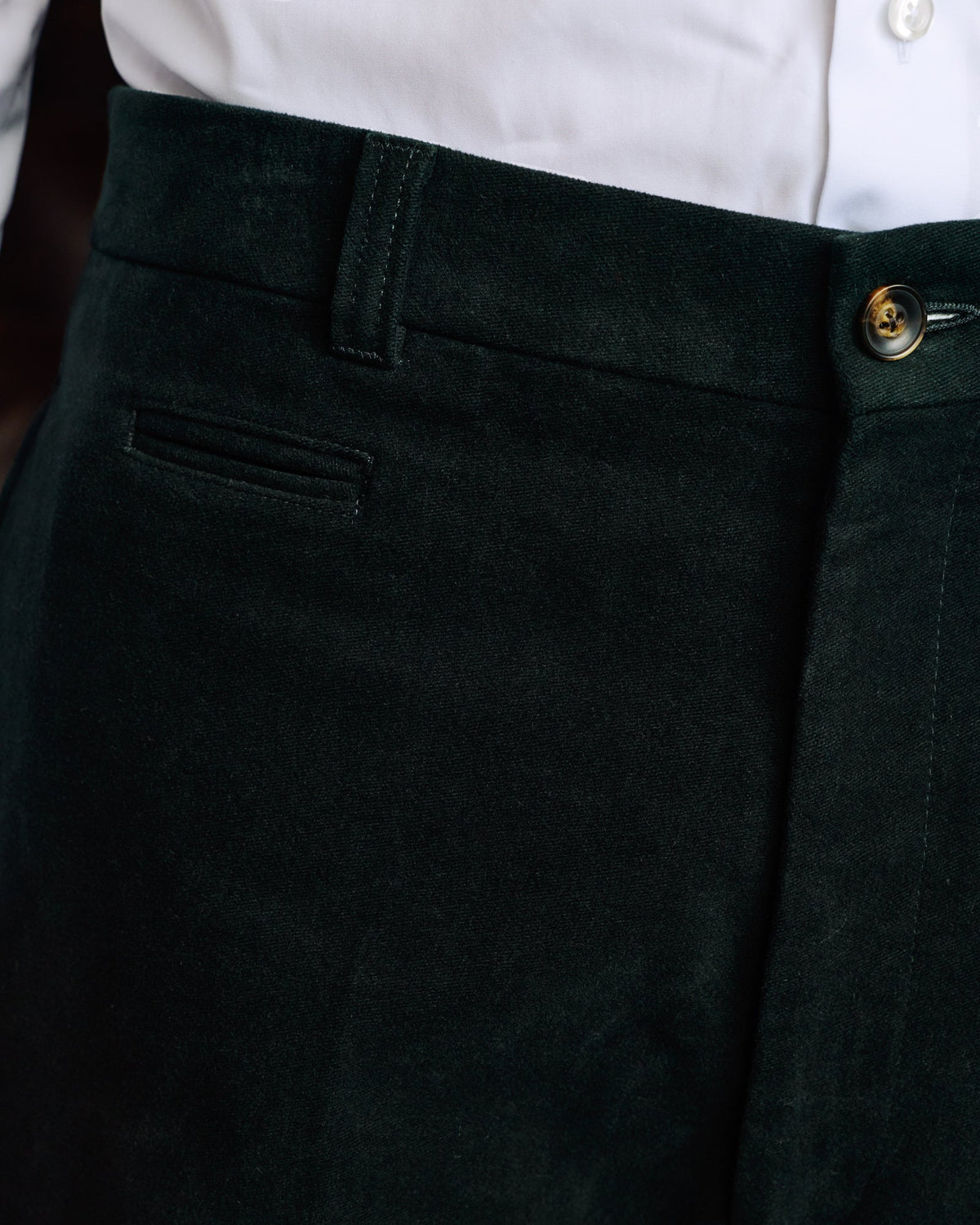 Pantalon jambe large en moleskine de coton vert