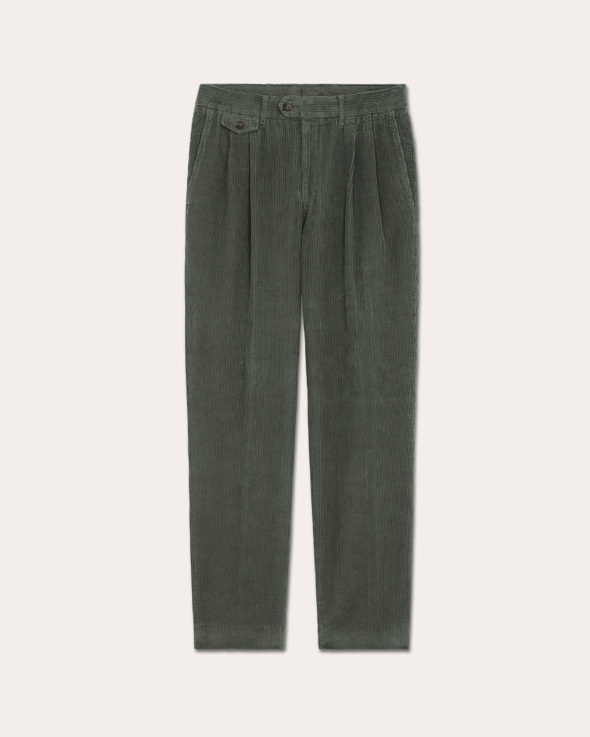 Pantalon double plis en velours côtelé sauge