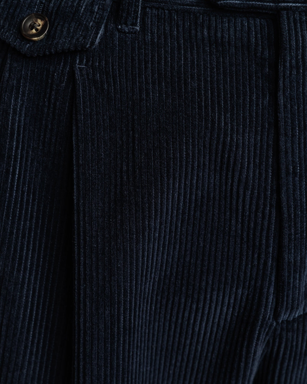 Pantalon double plis en velours côtelé marine