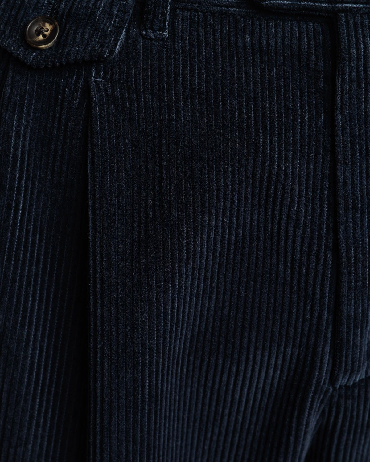 Pantalon double plis en velours côtelé marine