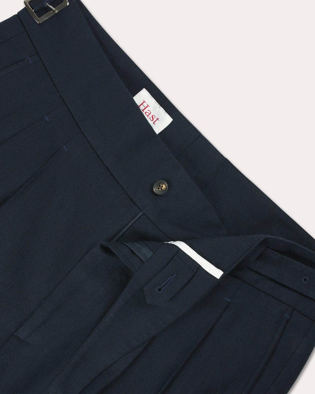 Pantalon gurkha à double plis en coton et laine marine