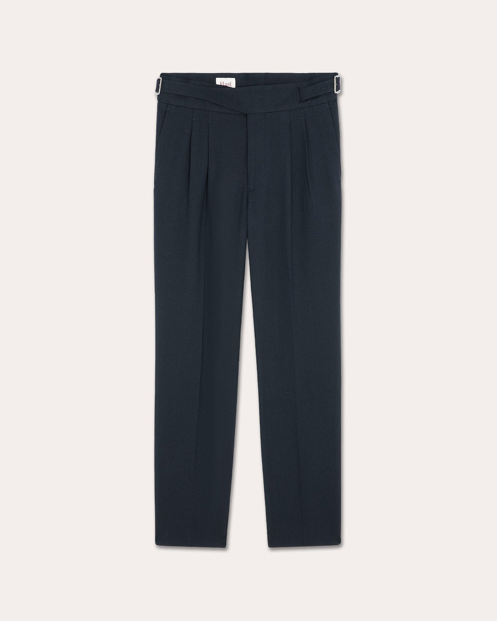 Pantalon gurkha à double plis en coton et laine marine