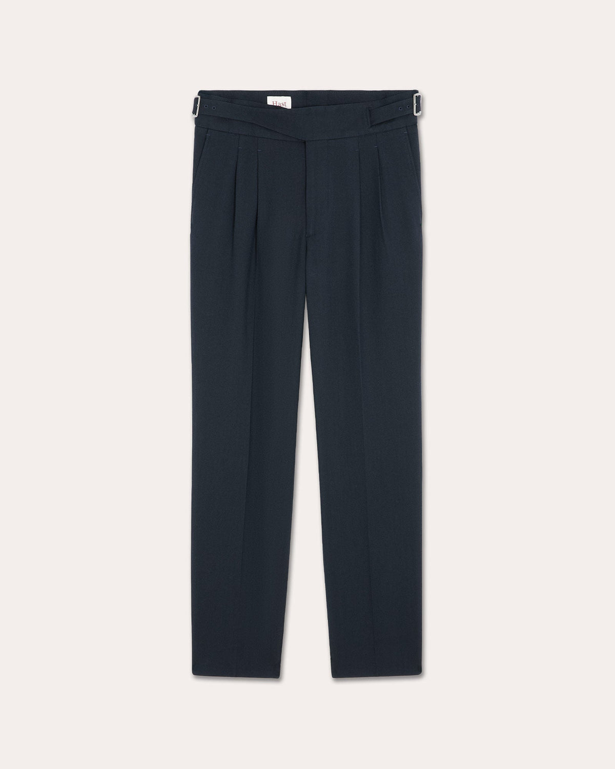 Pantalon gurkha à double plis en coton et laine marine