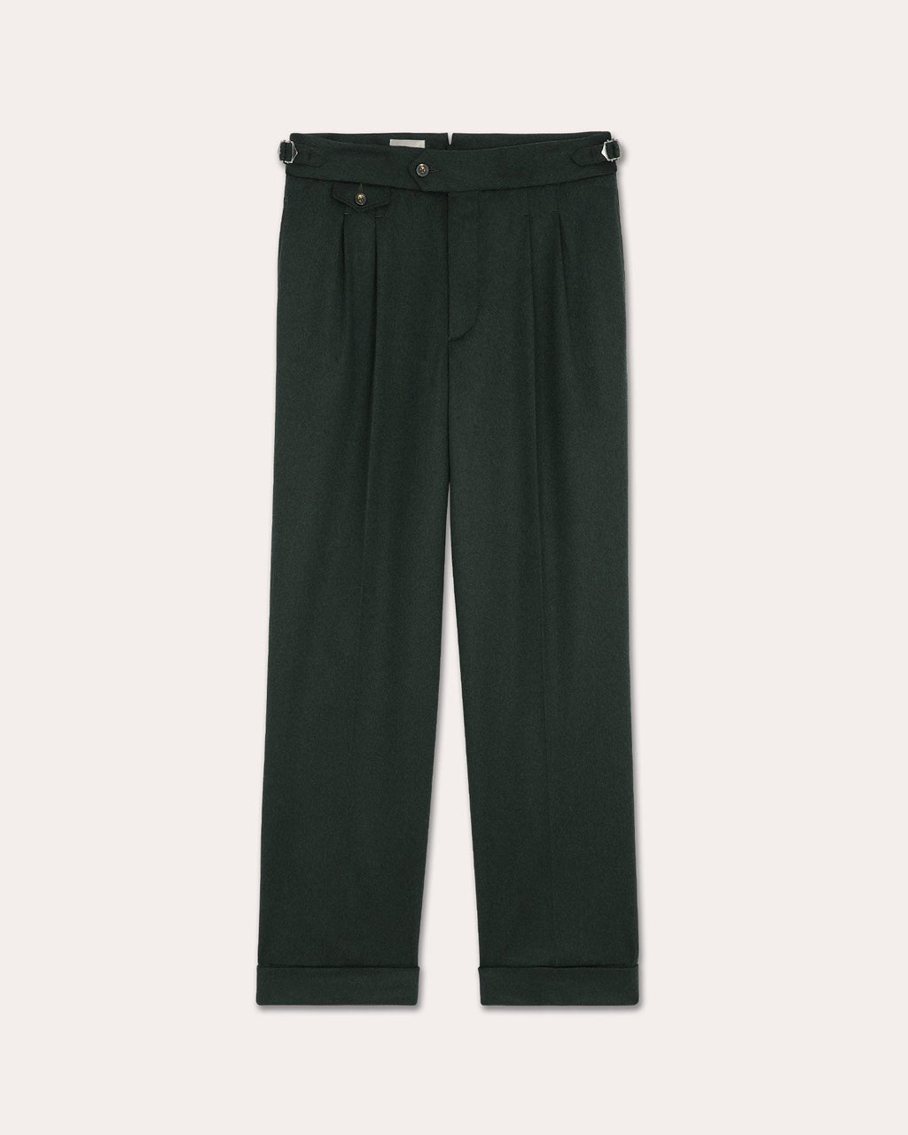 Pantalon à pinces en laine Loden vert