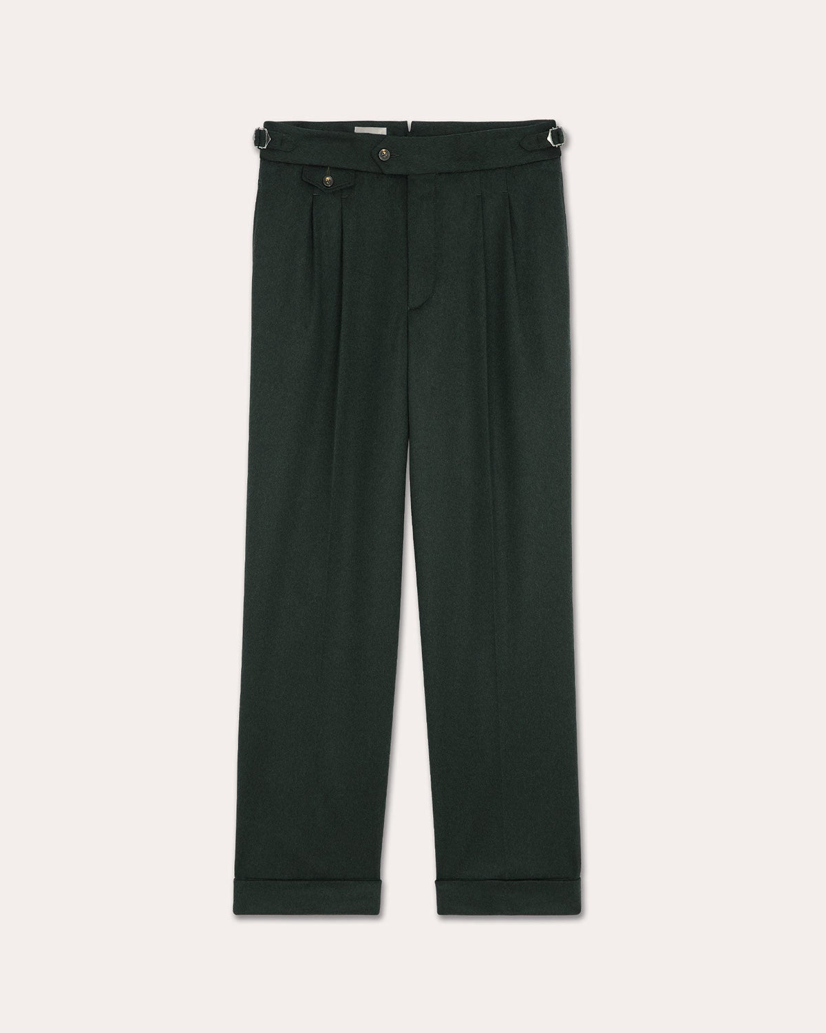 Pantalon à pinces en laine Loden vert