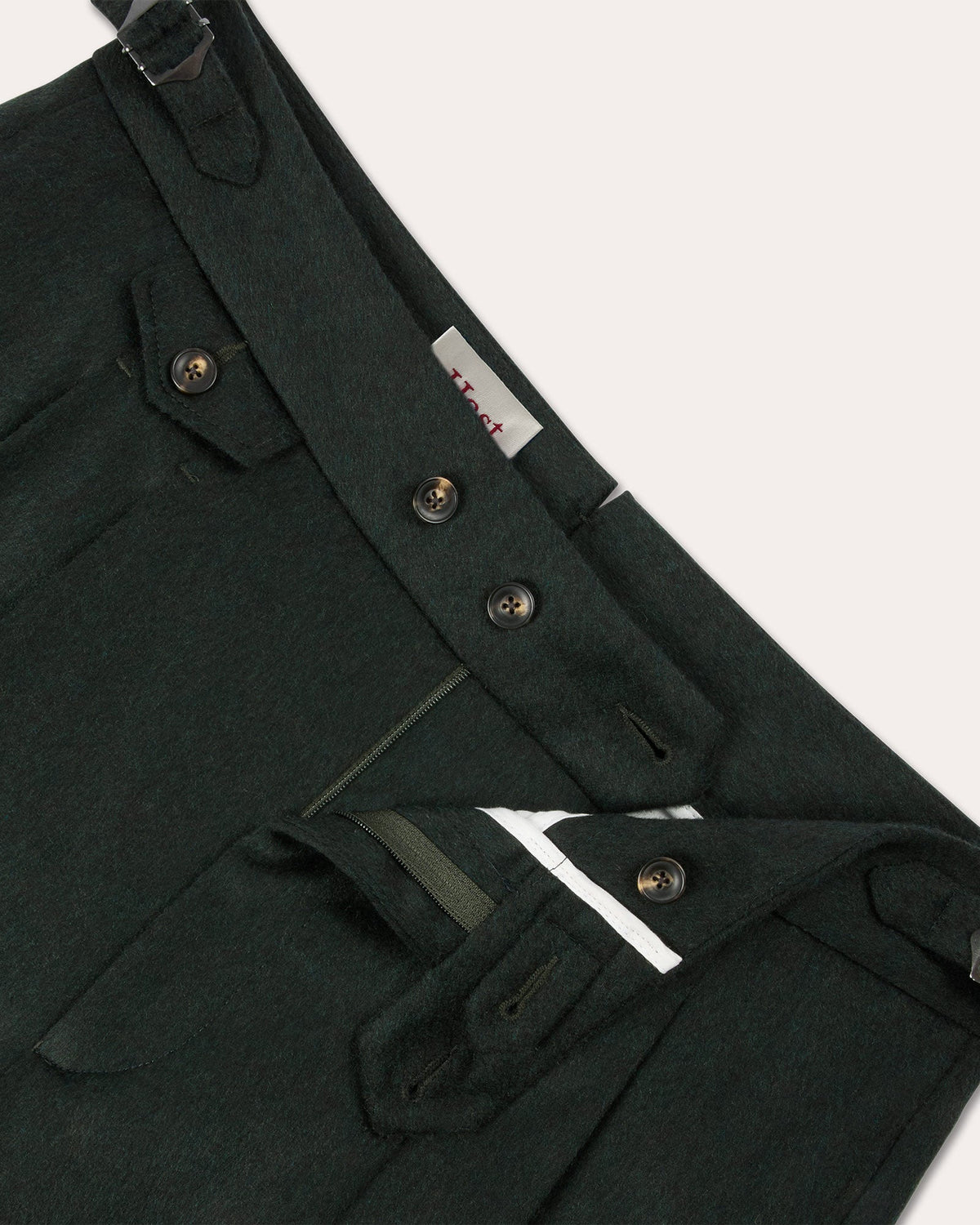 Pantalon à pinces en laine Loden vert