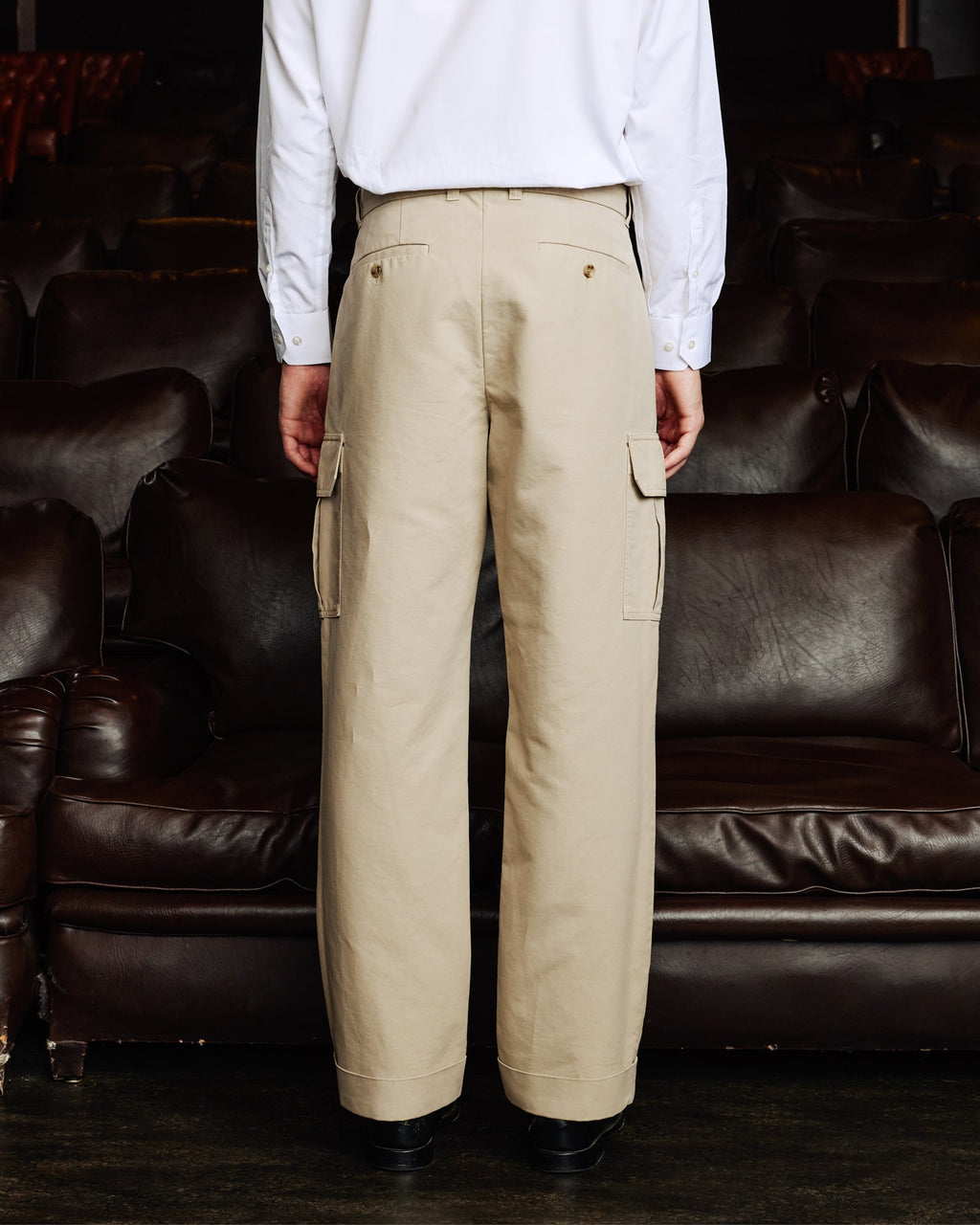 Pantalon cargo en coton beige