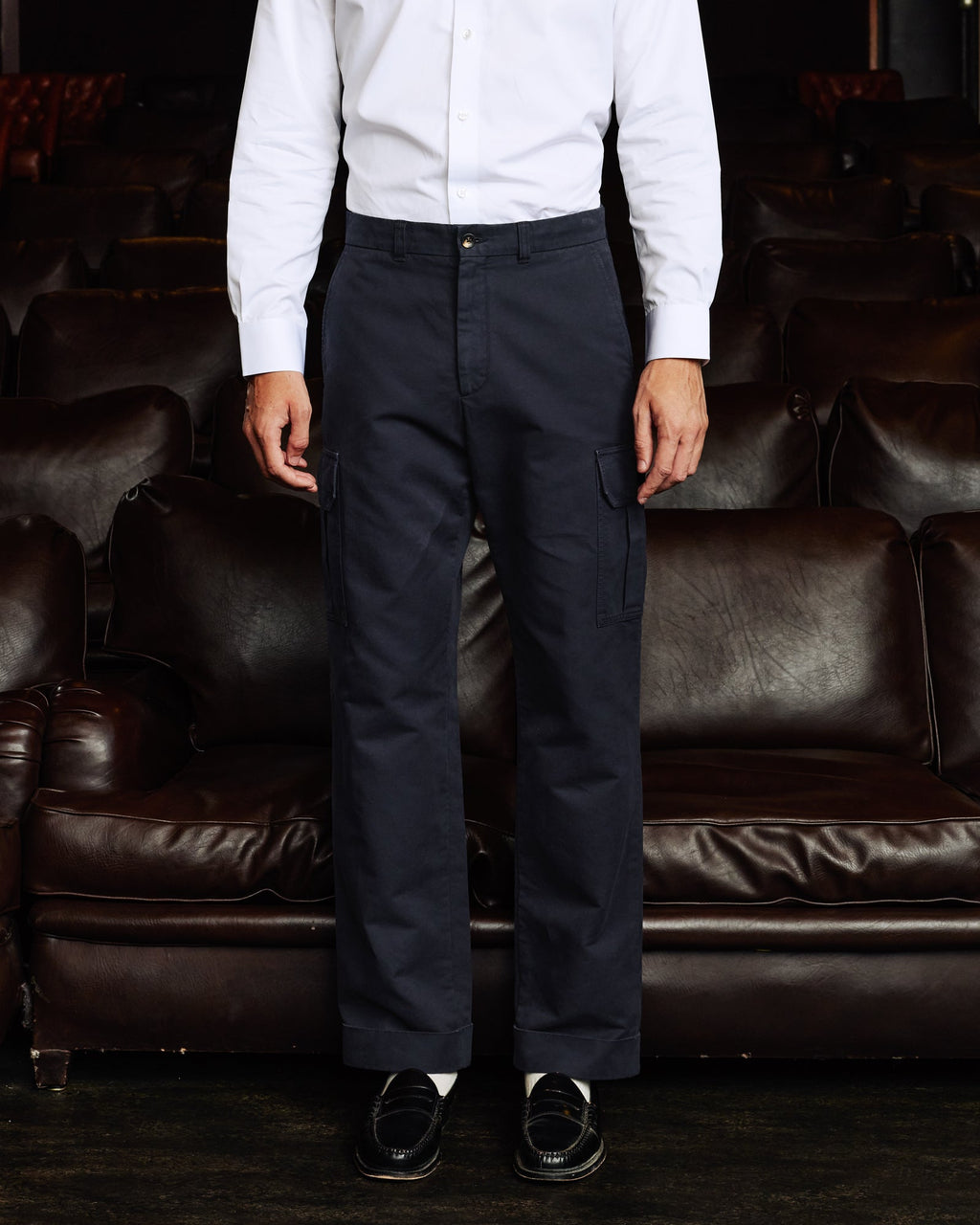 Pantalon cargo en coton marine