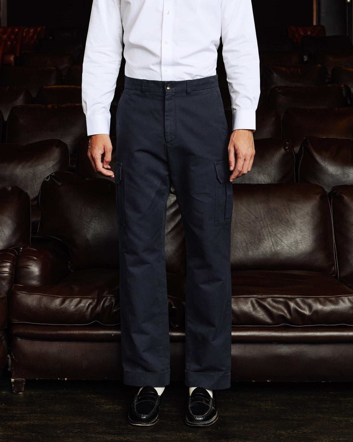 Pantalon cargo en coton marine