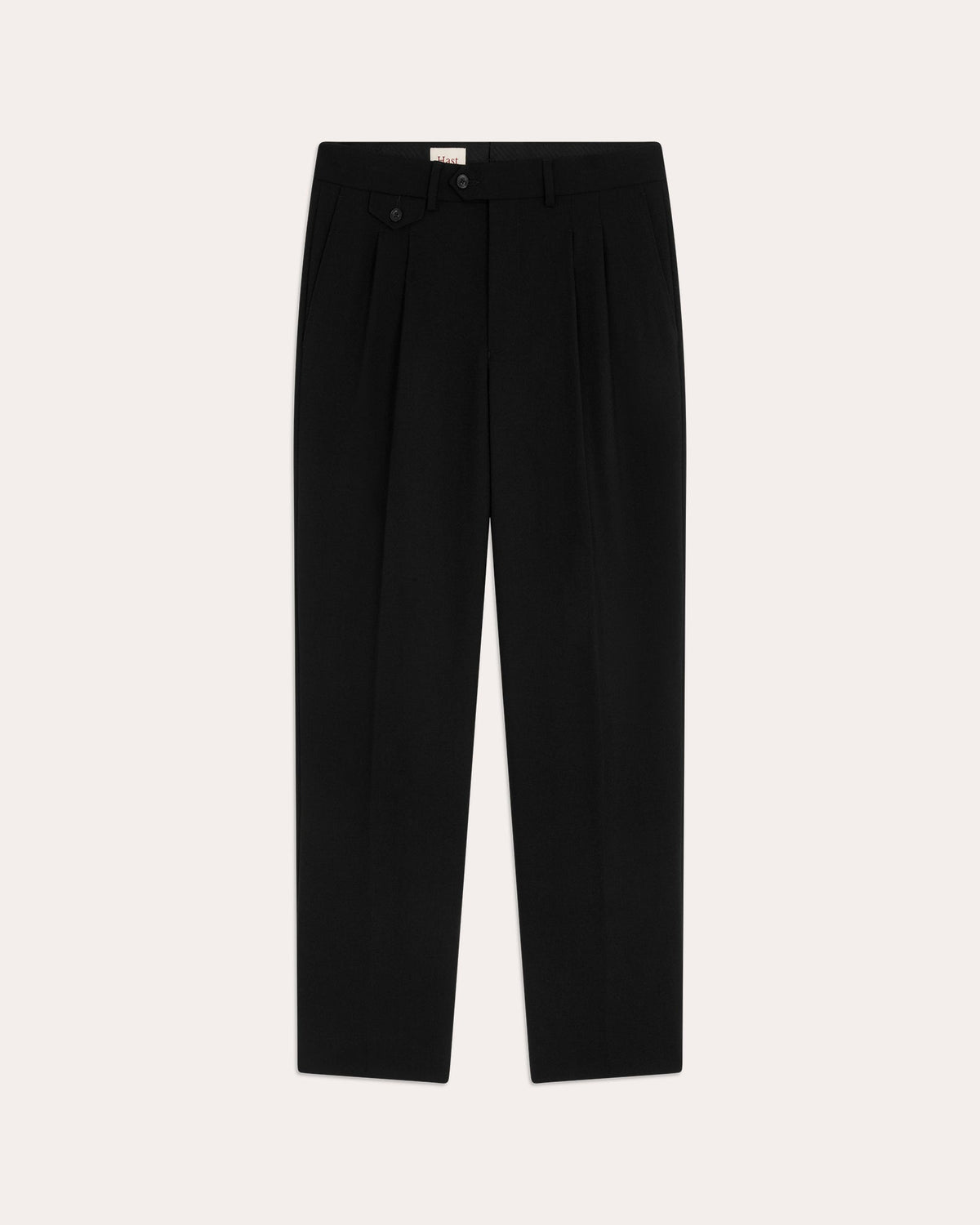 Pantalon à pinces en flanelle de laine noire