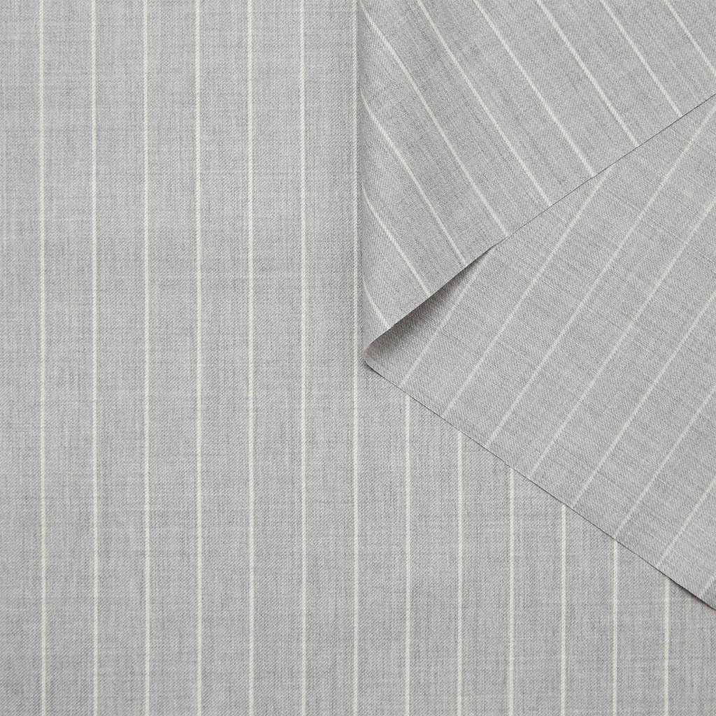 Pantalon à pinces en laine froide gris perle rayé